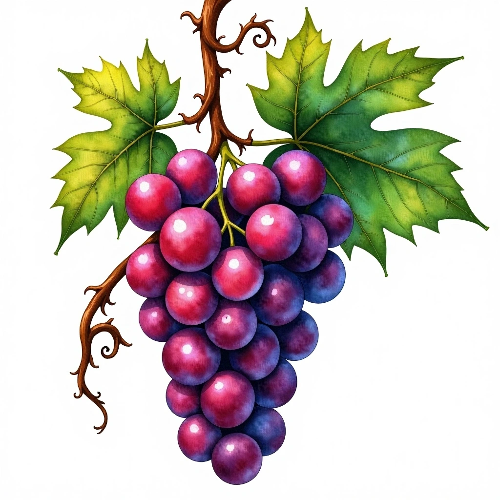 Concord grape variety — Red watercolor illustration