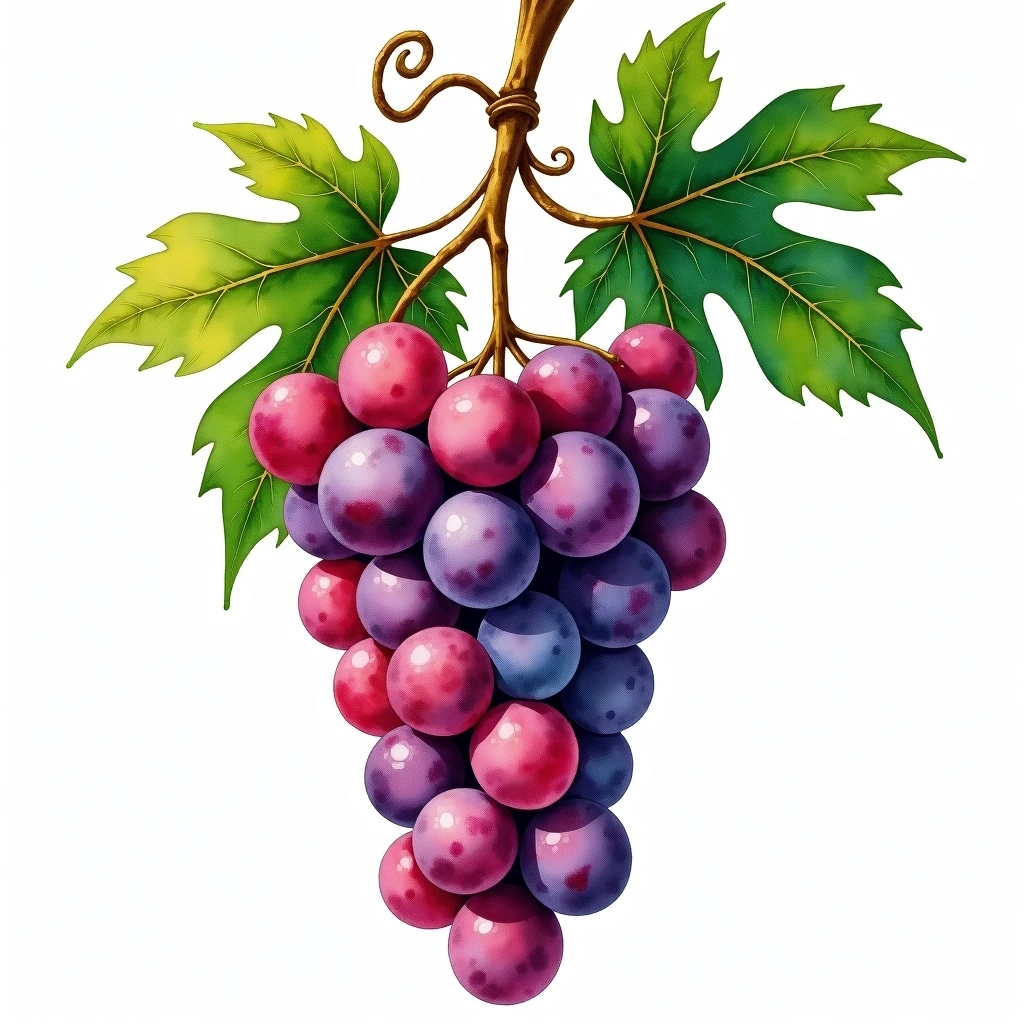 Cornalin grape variety — Red watercolor illustration