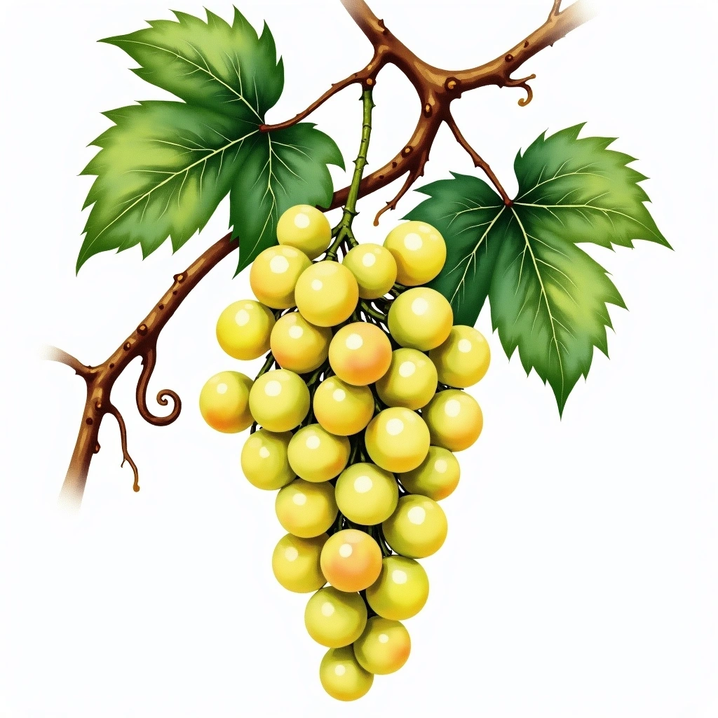 Cortese grape variety — White watercolor illustration