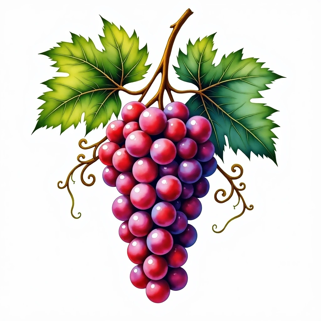 Corvina grape variety — Red watercolor illustration