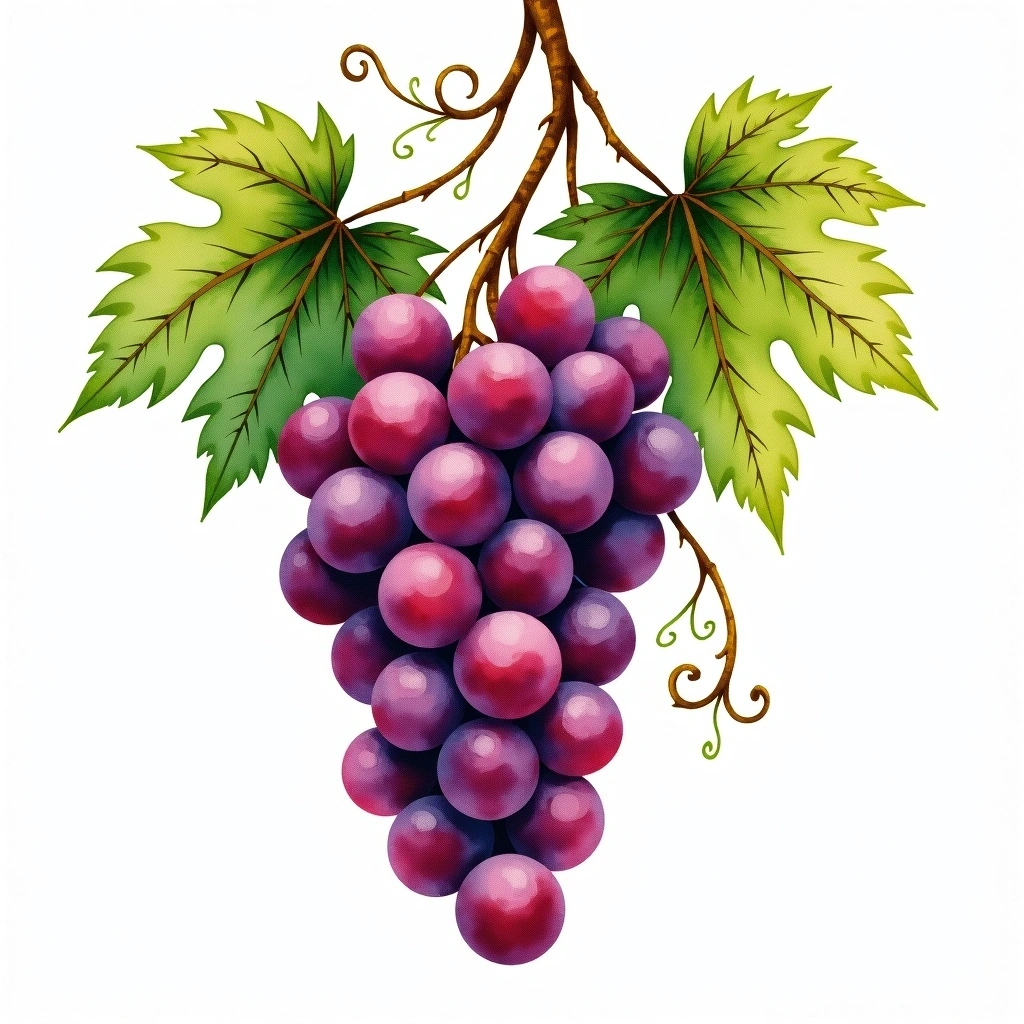 Côt grape variety — Red watercolor illustration