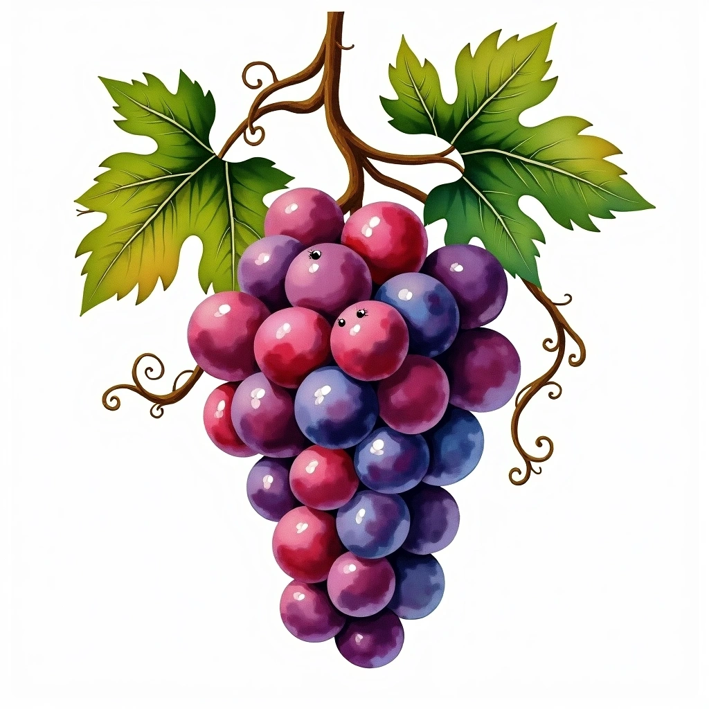 Couderc grape variety — Red watercolor illustration