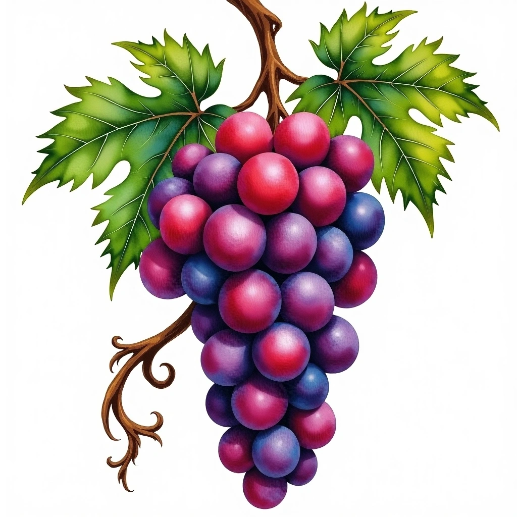 Criolla Grande grape variety — Red watercolor illustration