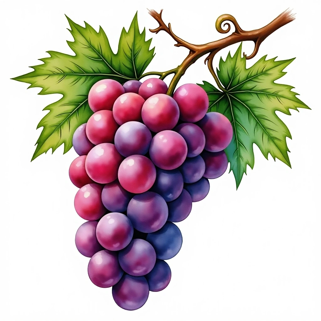 Croatina grape variety — Red watercolor illustration
