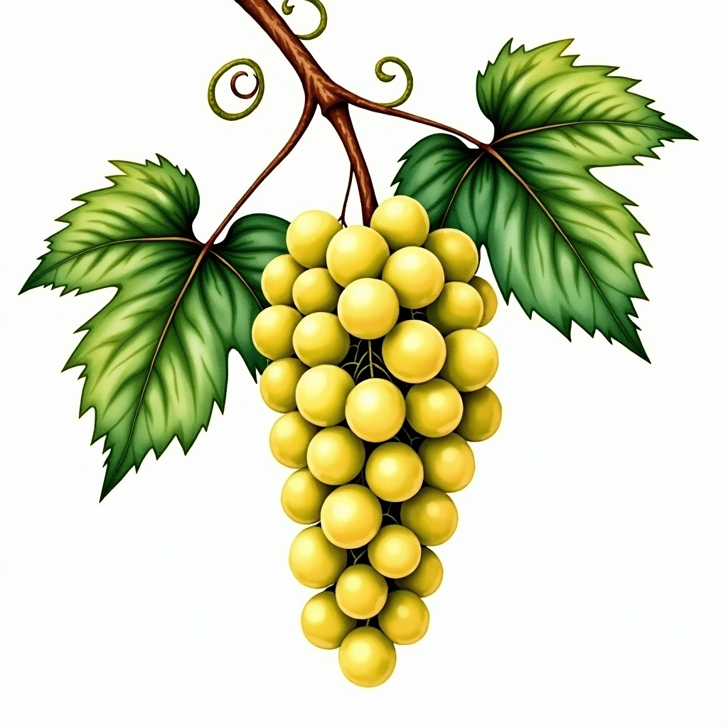 Crouchen grape variety — White watercolor illustration