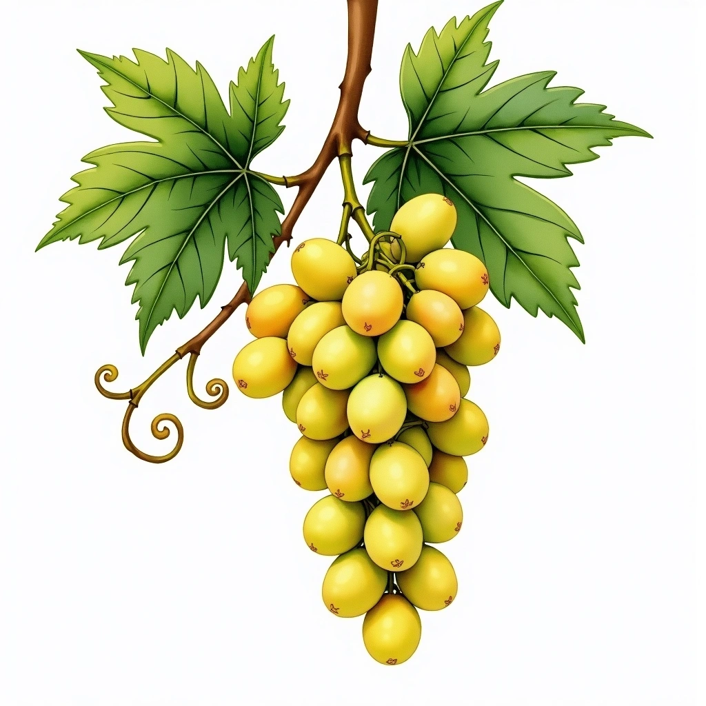 Dafni grape variety — White watercolor illustration