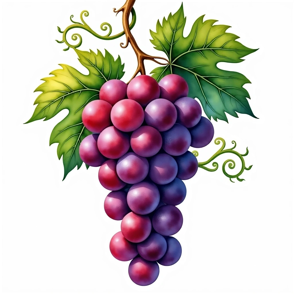 Dakapo grape variety — Red watercolor illustration
