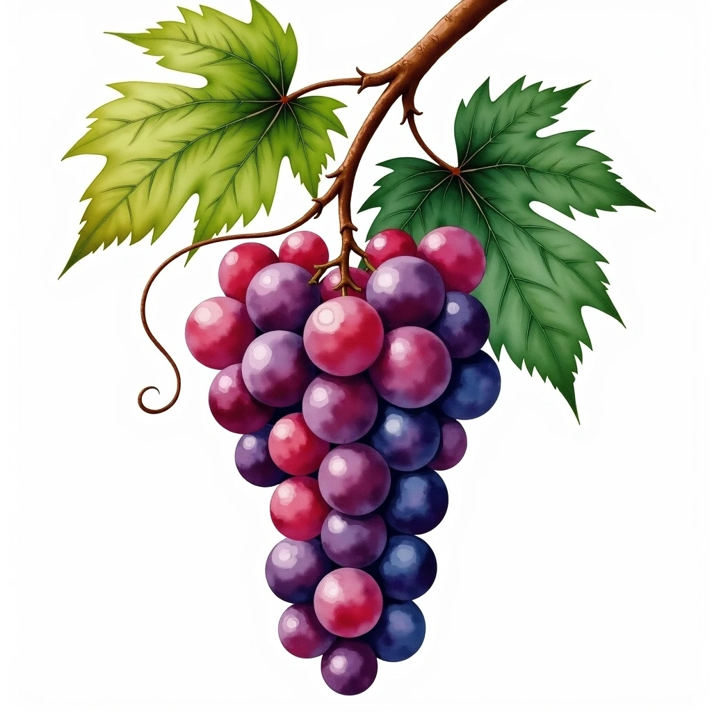 De Chaunac grape variety — Red watercolor illustration