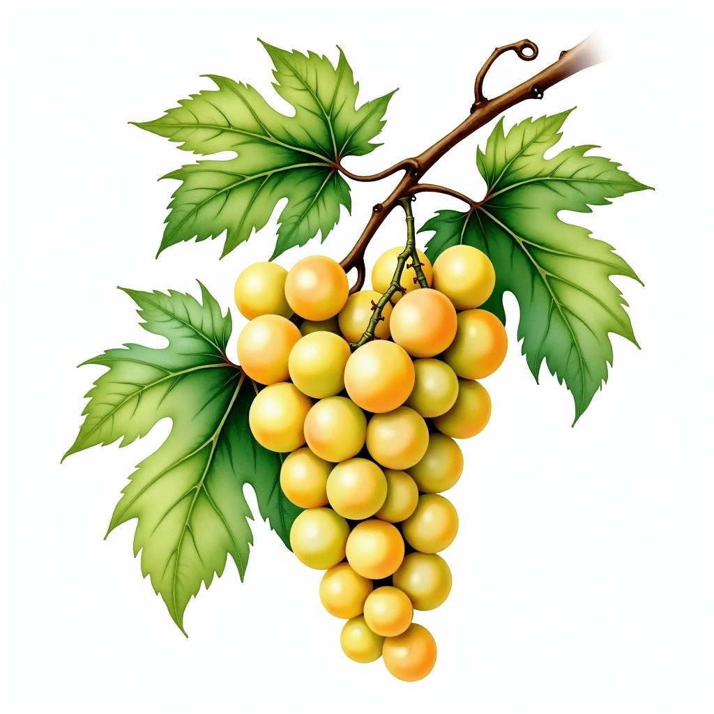 Diagalves grape variety — White watercolor illustration