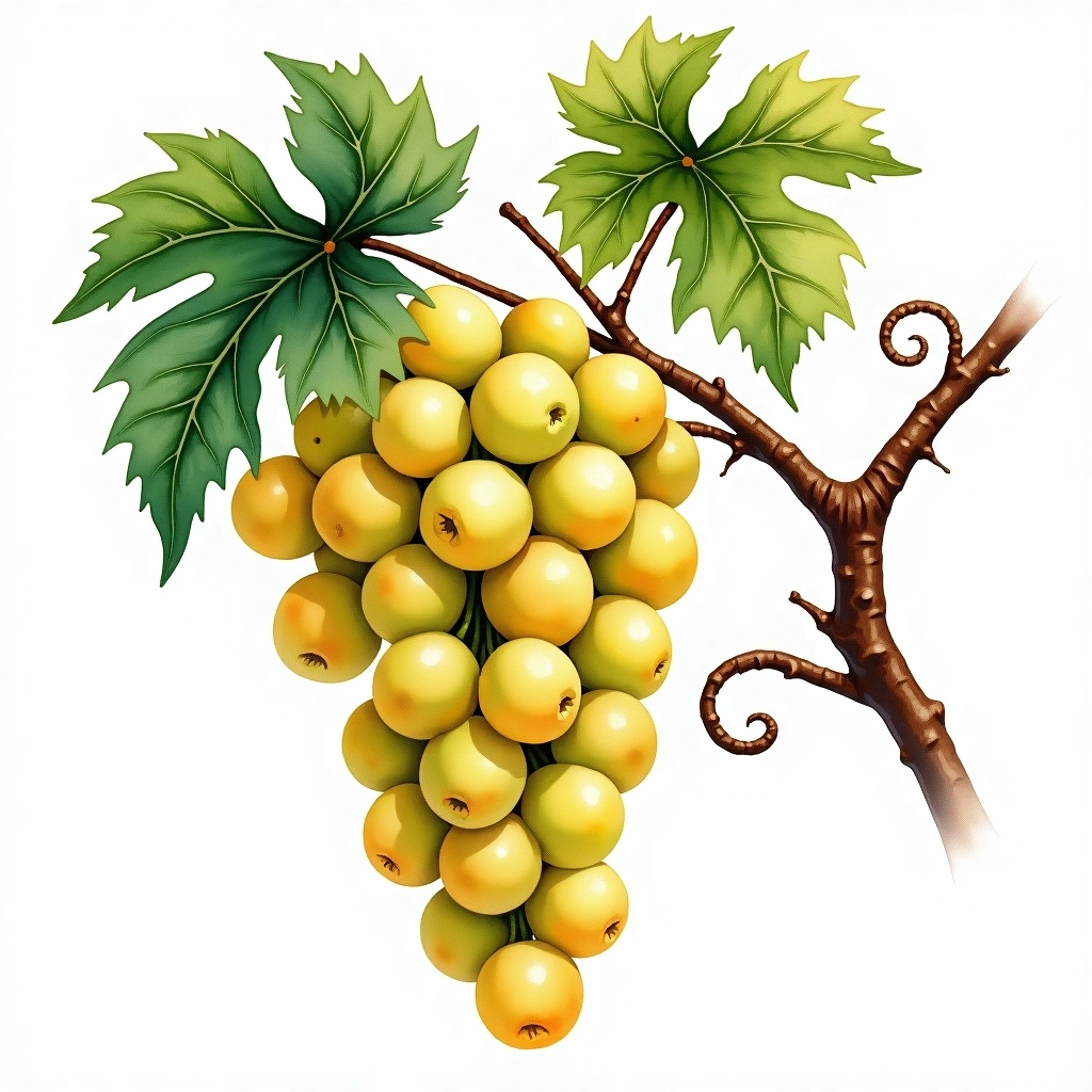 Dimiat grape variety — White watercolor illustration