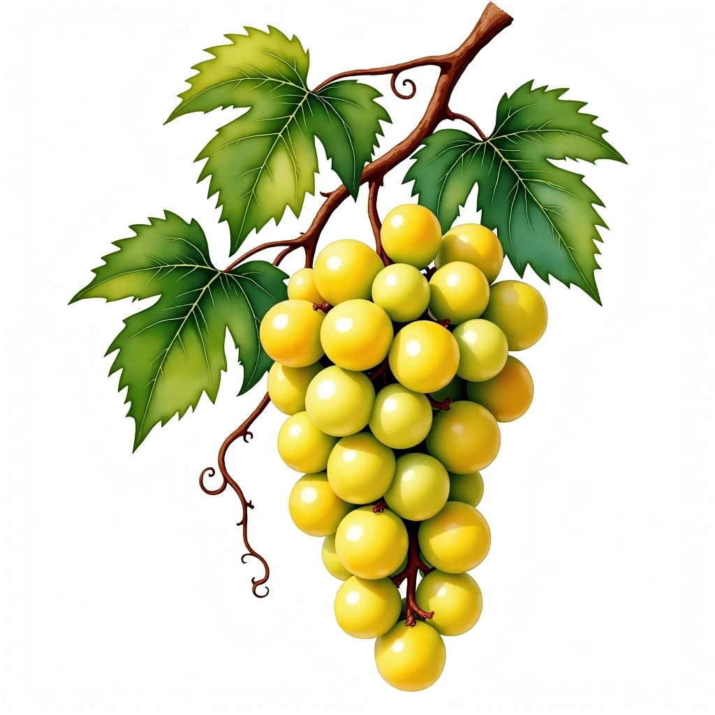 Dimrit grape variety — White watercolor illustration