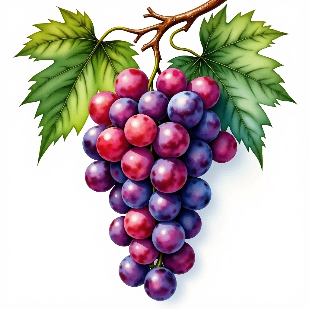 Dindarella grape variety — Red watercolor illustration