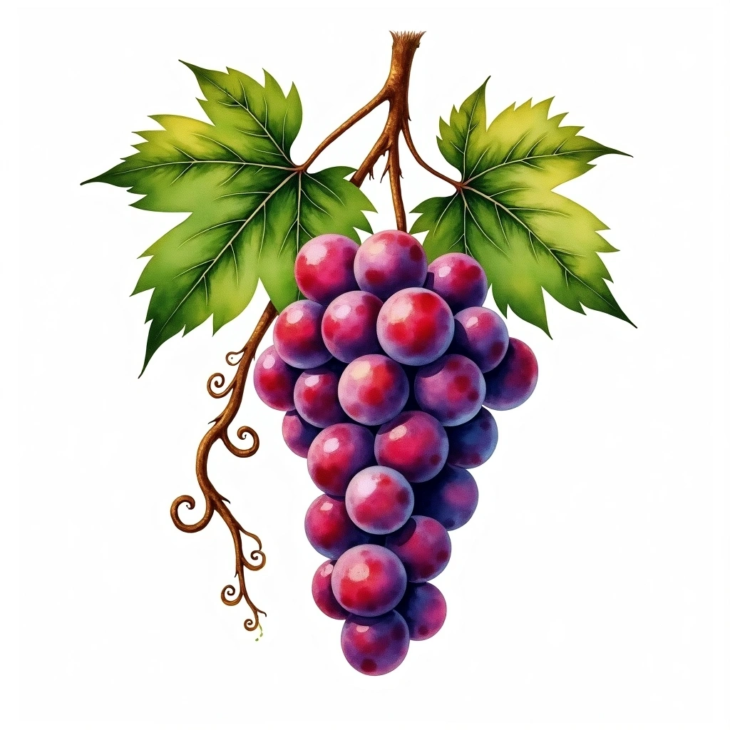 Diolinoir grape variety — Red watercolor illustration
