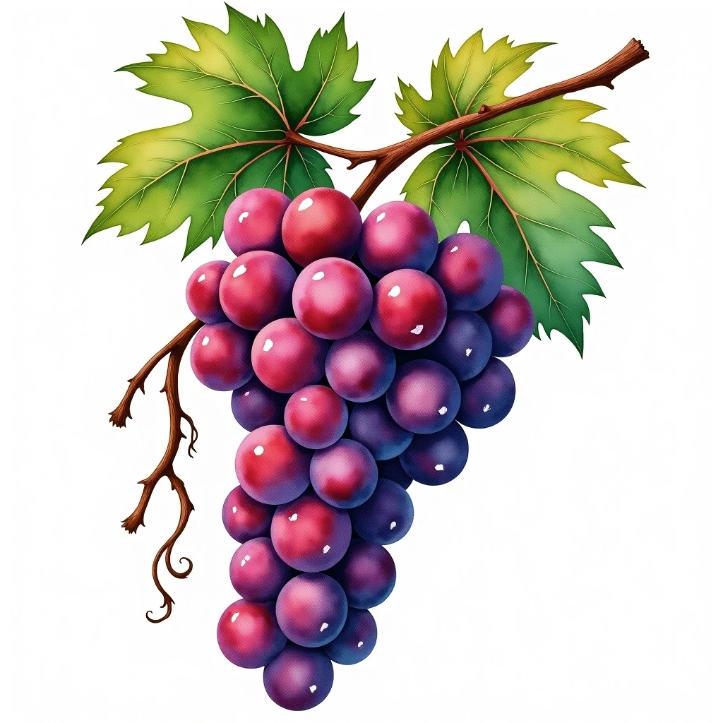 Domina grape variety — Red watercolor illustration