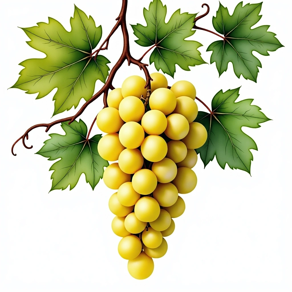 Dona Blanca grape variety — White watercolor illustration