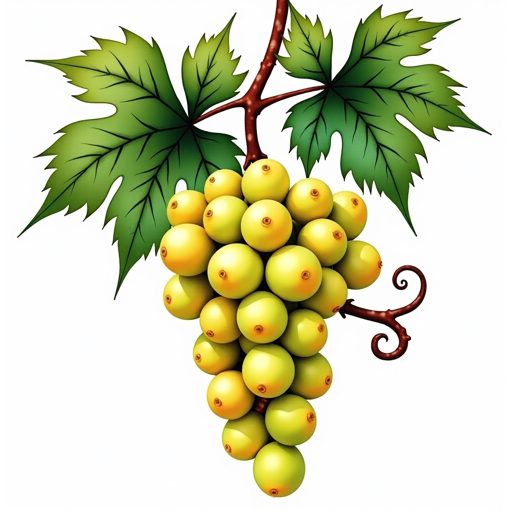 Donzelinho Branco grape variety — White watercolor illustration