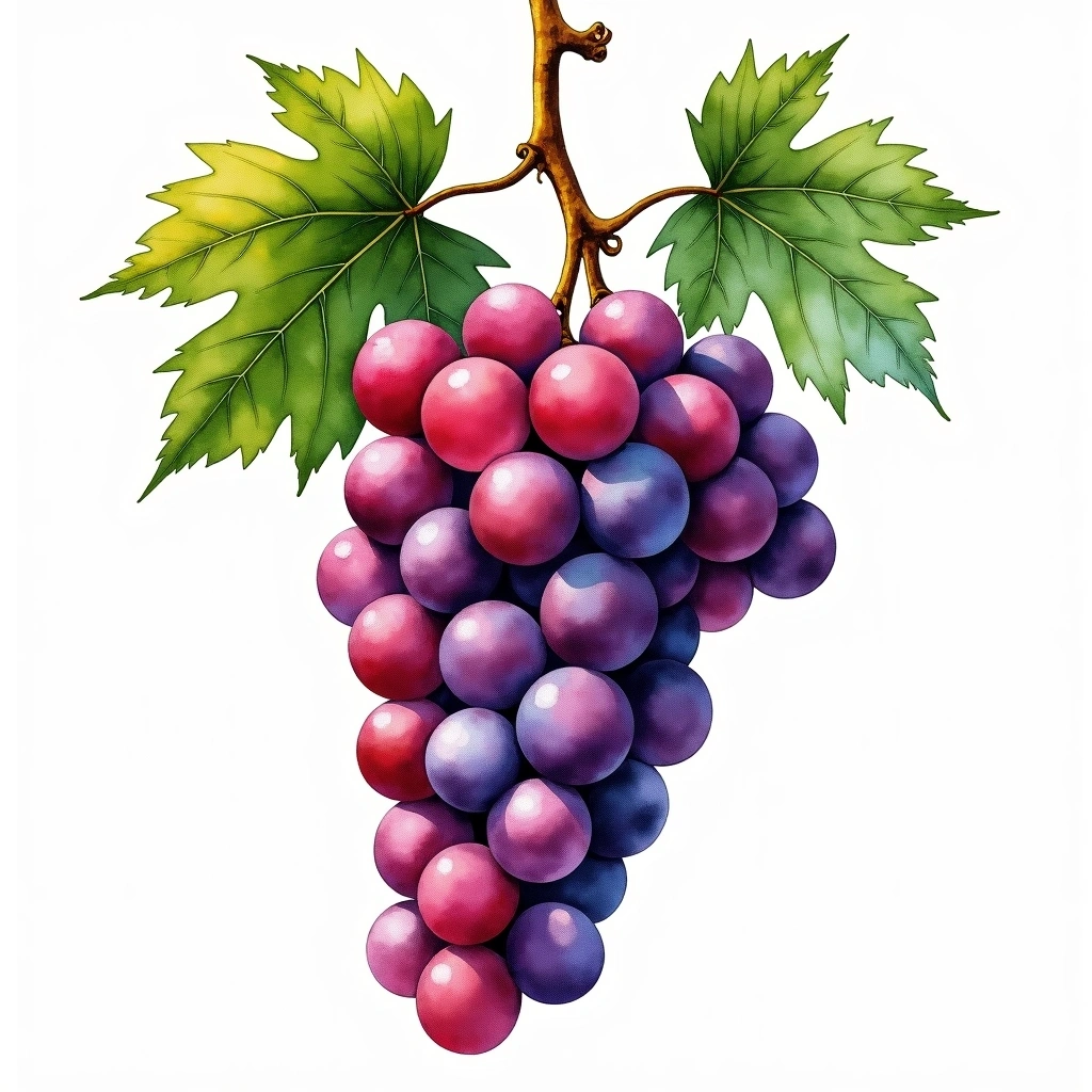 Dornfelder grape variety — Red watercolor illustration