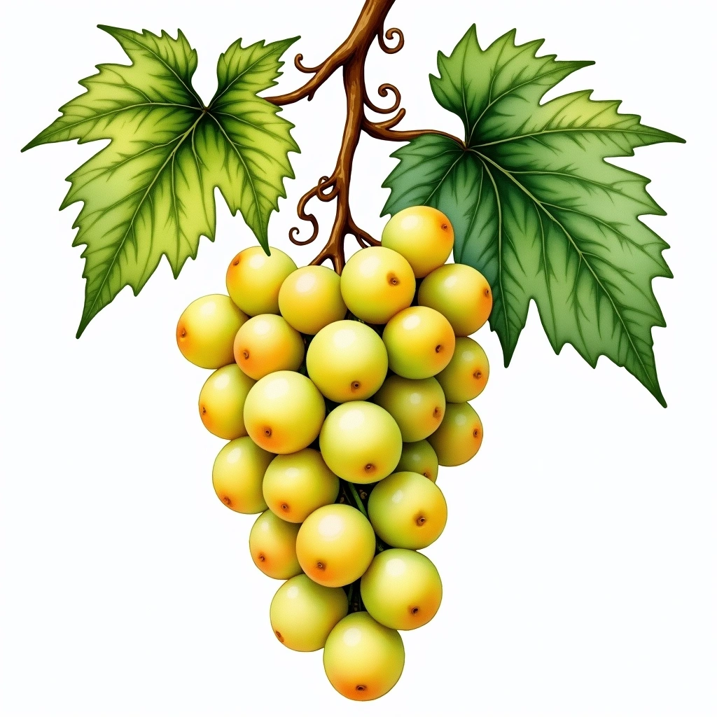 Drupeggio grape variety — White watercolor illustration