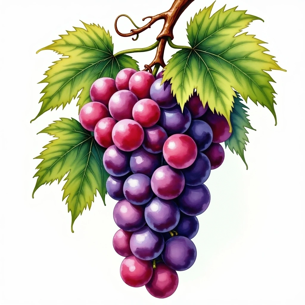 Dunkelfelder grape variety — Red watercolor illustration