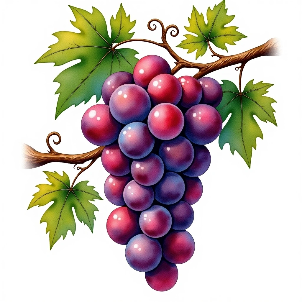 Duras grape variety — Red watercolor illustration