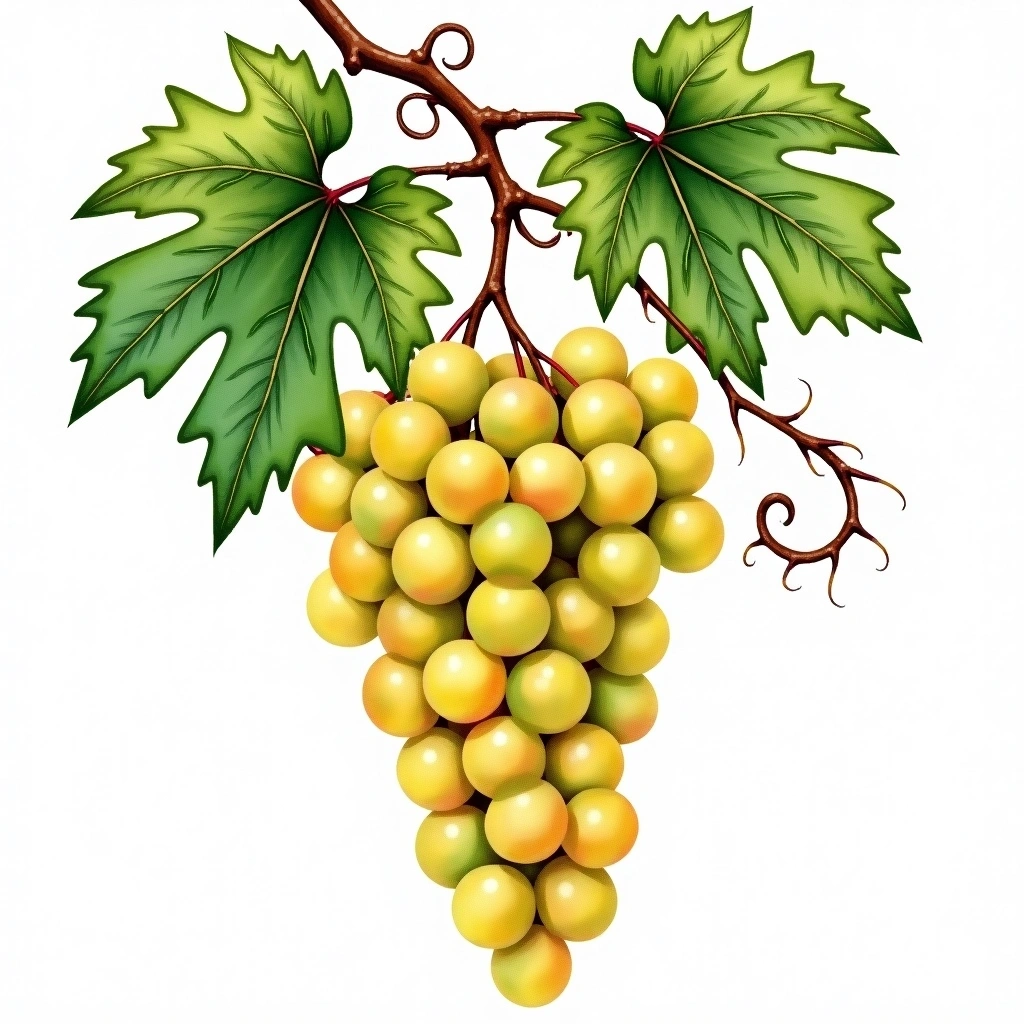 Durella grape variety — White watercolor illustration