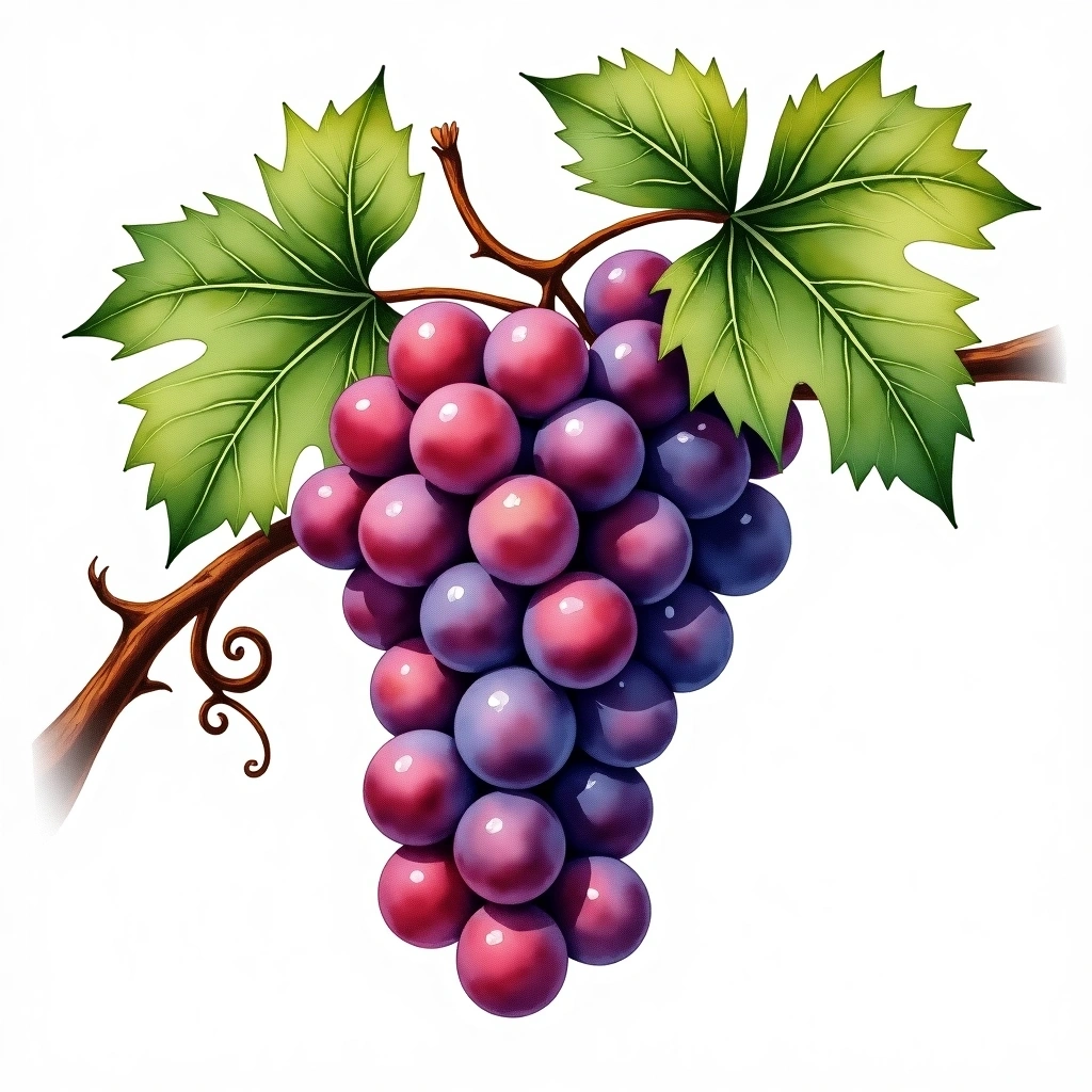 Durif grape variety — Red watercolor illustration