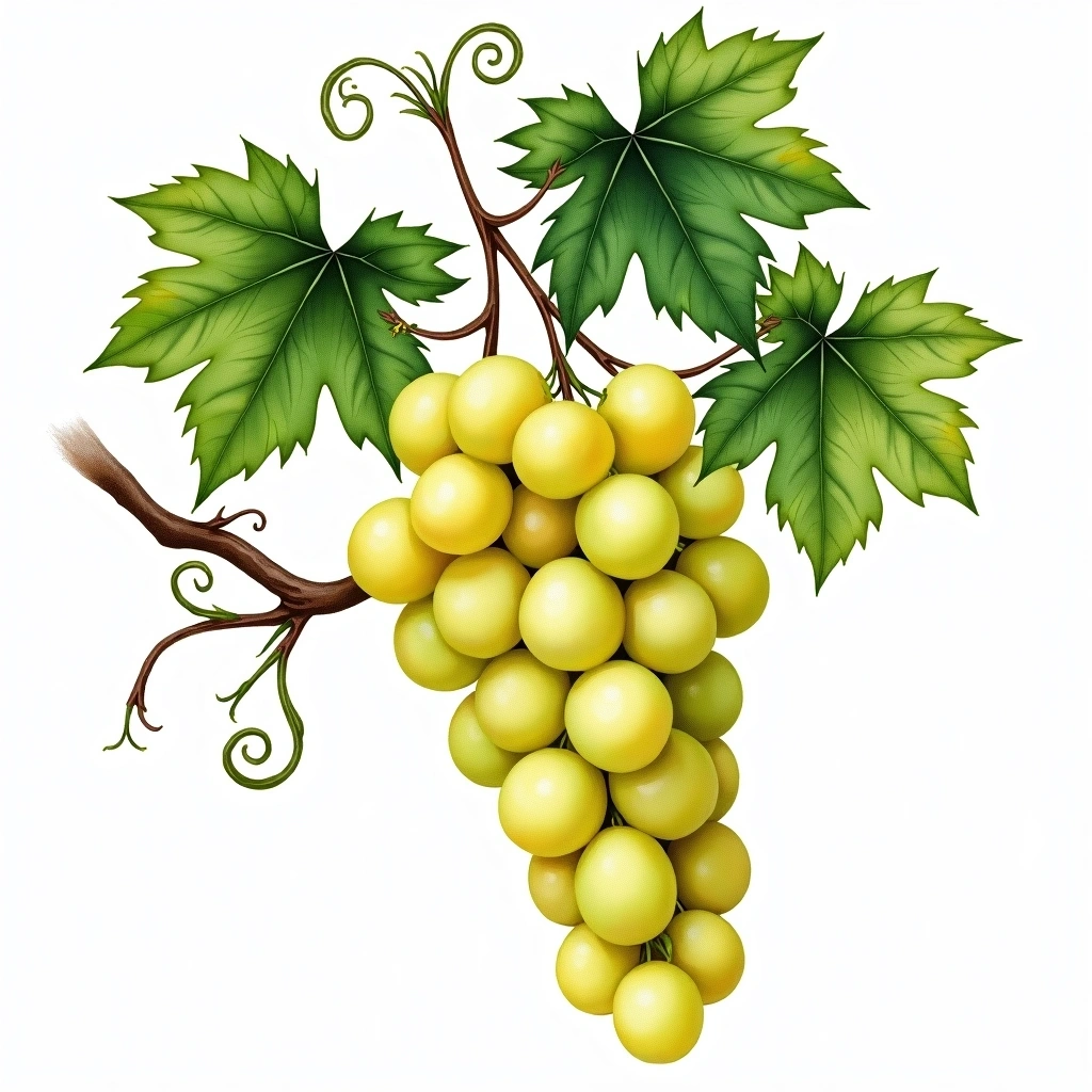 Edelweiss grape variety — White watercolor illustration