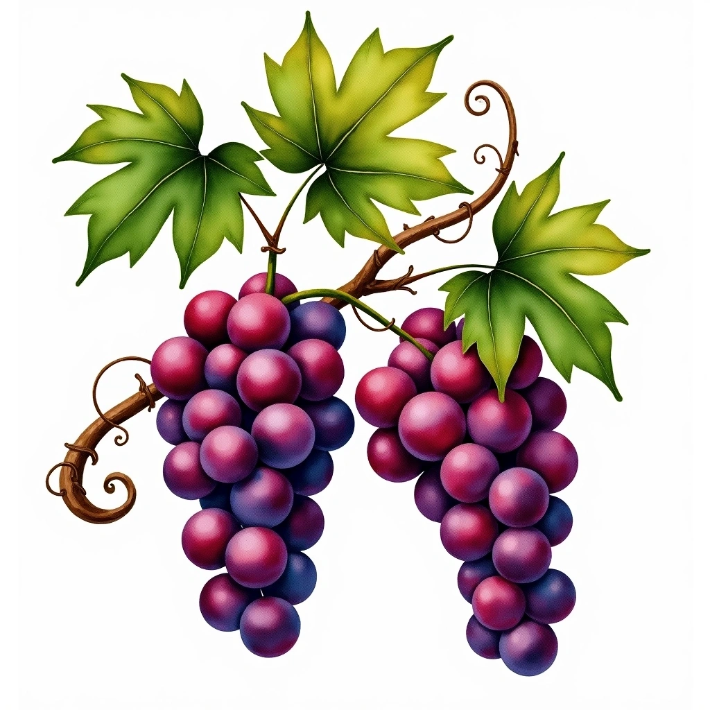 Egiodola grape variety — Red watercolor illustration