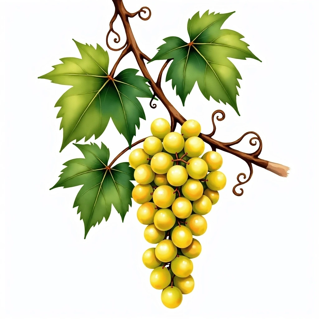 Ehrenfelser grape variety — White watercolor illustration