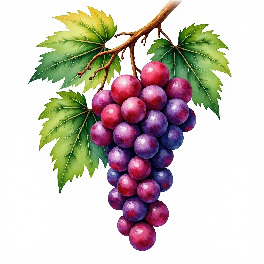 Enantio grape variety — Red watercolor illustration