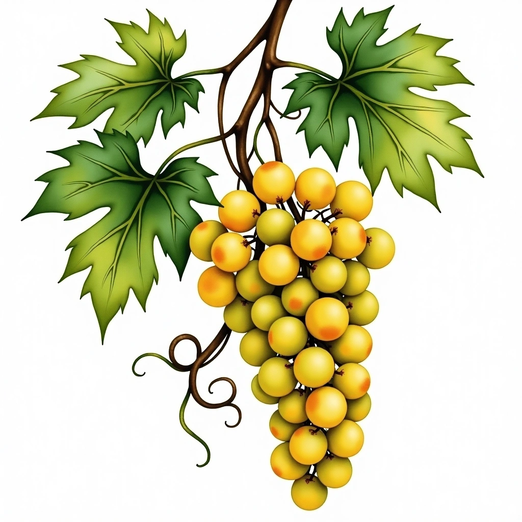 Erbaluce grape variety — White watercolor illustration