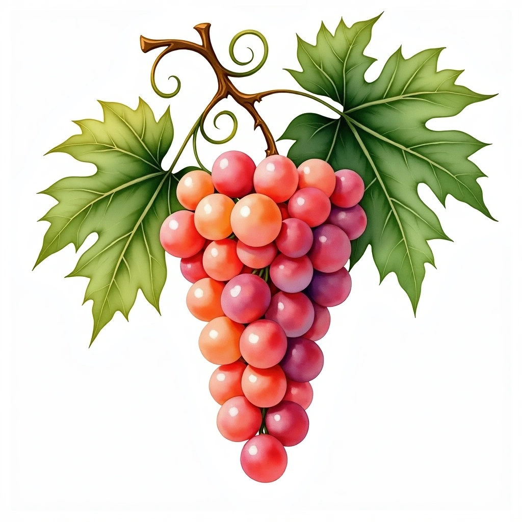 Espadeiro grape variety — Rosé watercolor illustration
