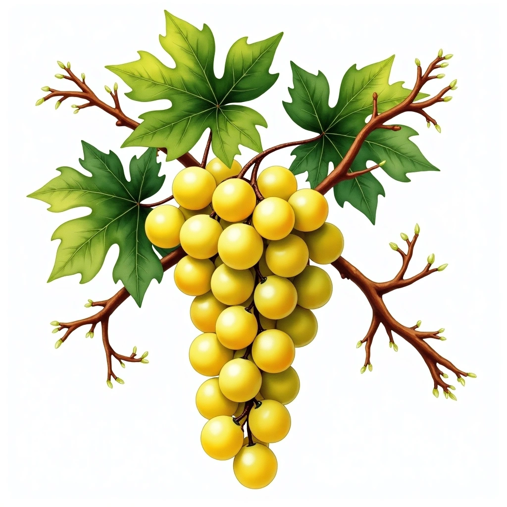 Favorita grape variety — White watercolor illustration