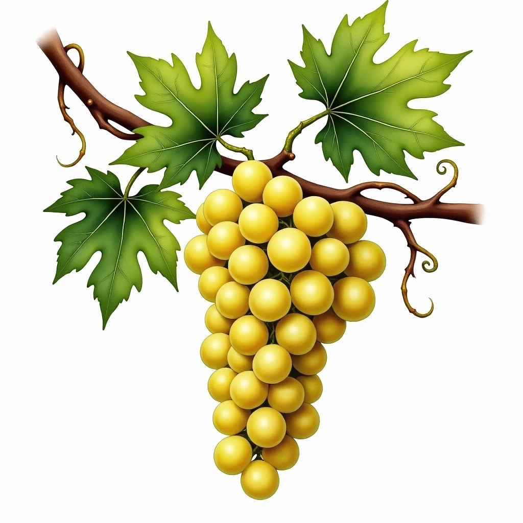 Fenile grape variety — White watercolor illustration