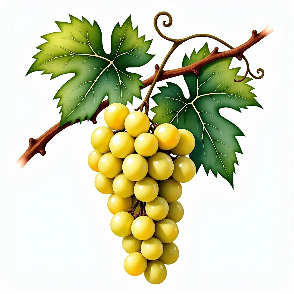 Fernão Pires grape variety — White watercolor illustration