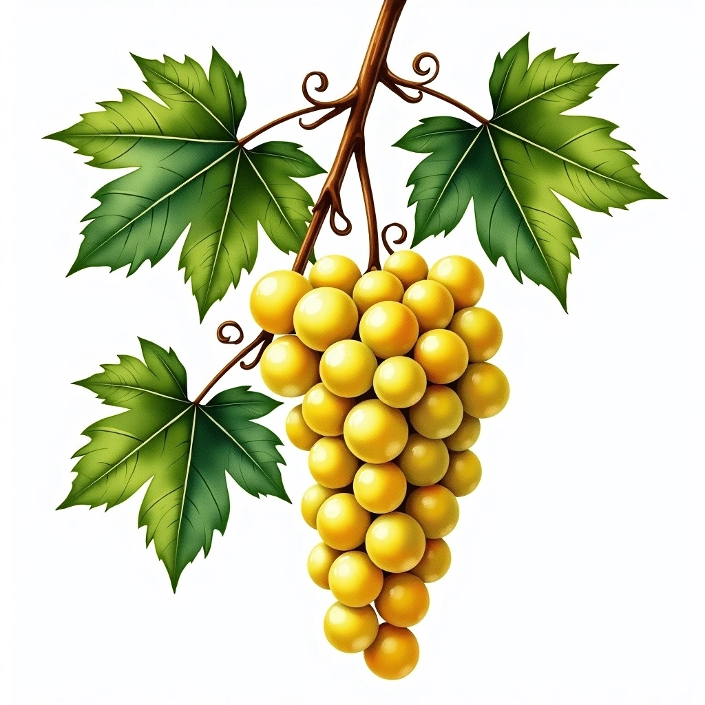 Feteasca Regala grape variety — White watercolor illustration