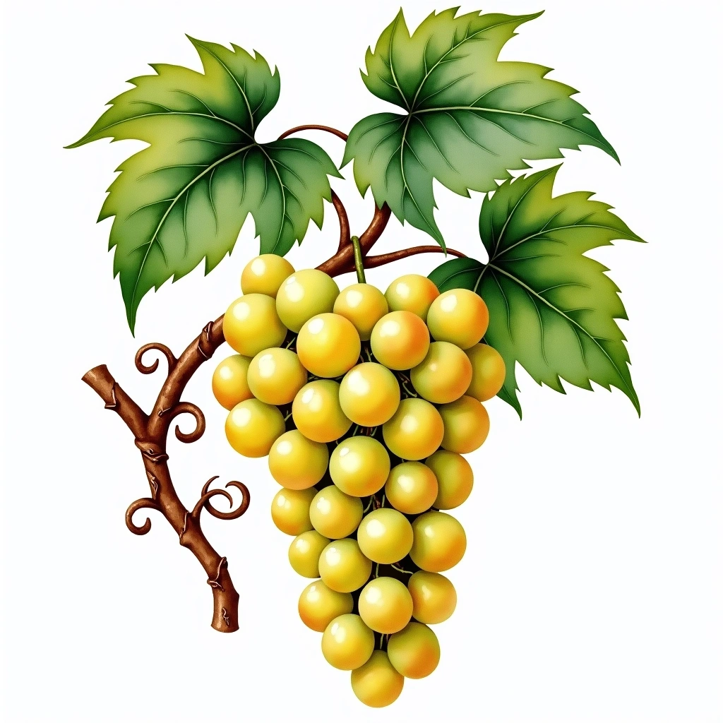 Flora grape variety — White watercolor illustration