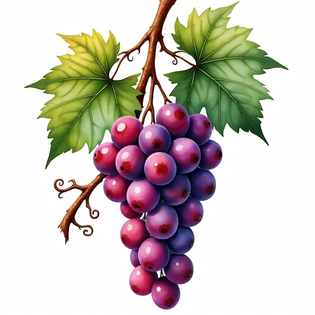 Fokiano grape variety — Red watercolor illustration