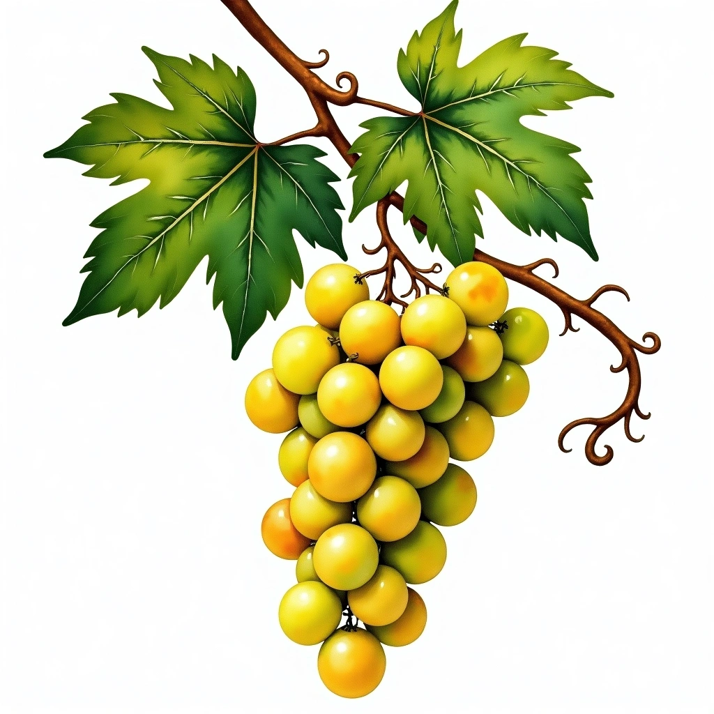 Folgasao grape variety — White watercolor illustration