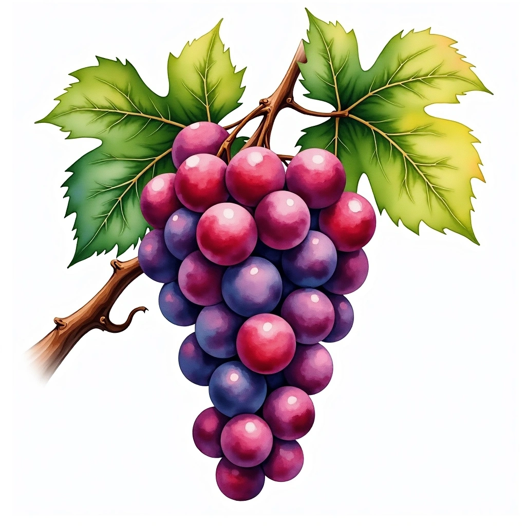 Fragolino grape variety — Red watercolor illustration