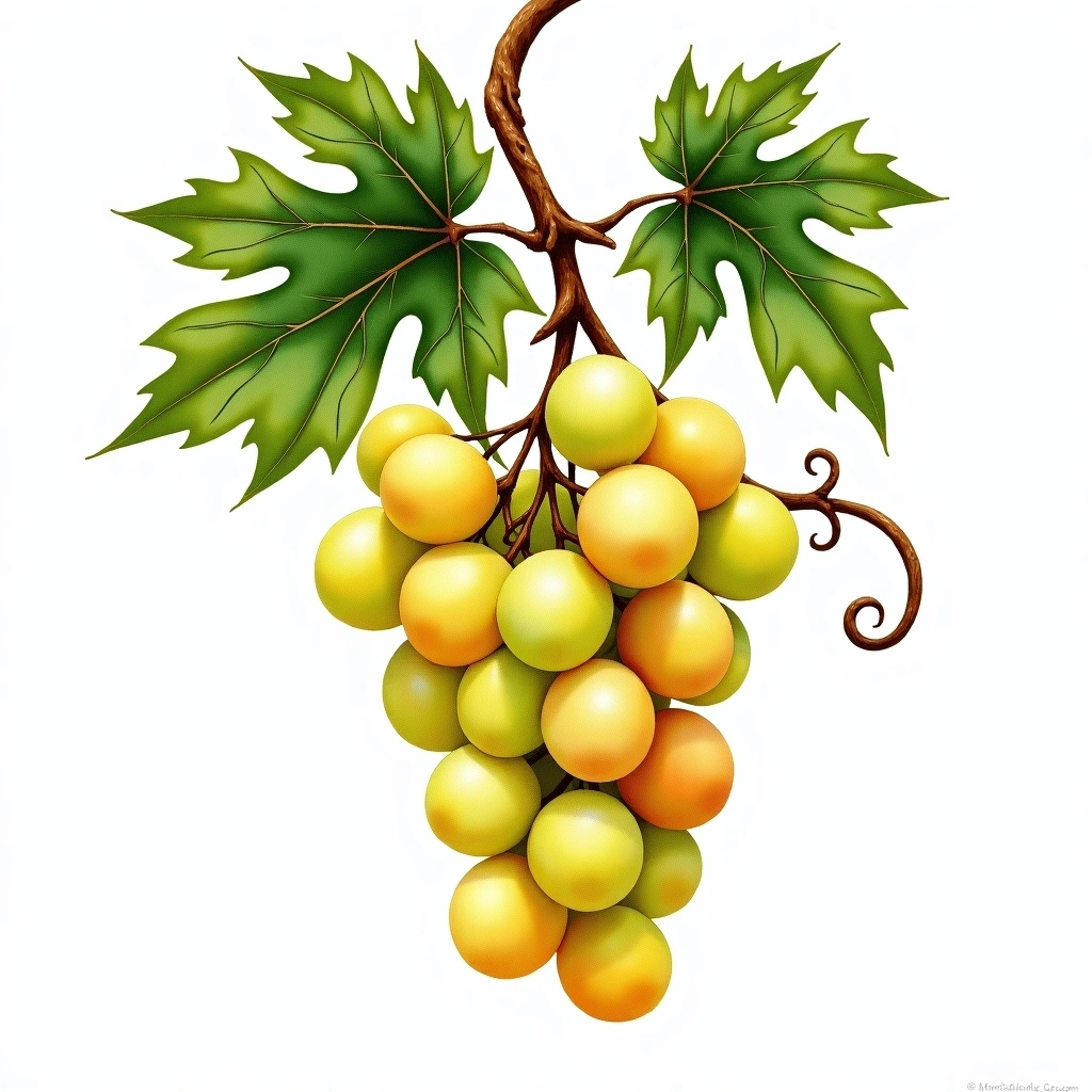 Francusa grape variety — White watercolor illustration