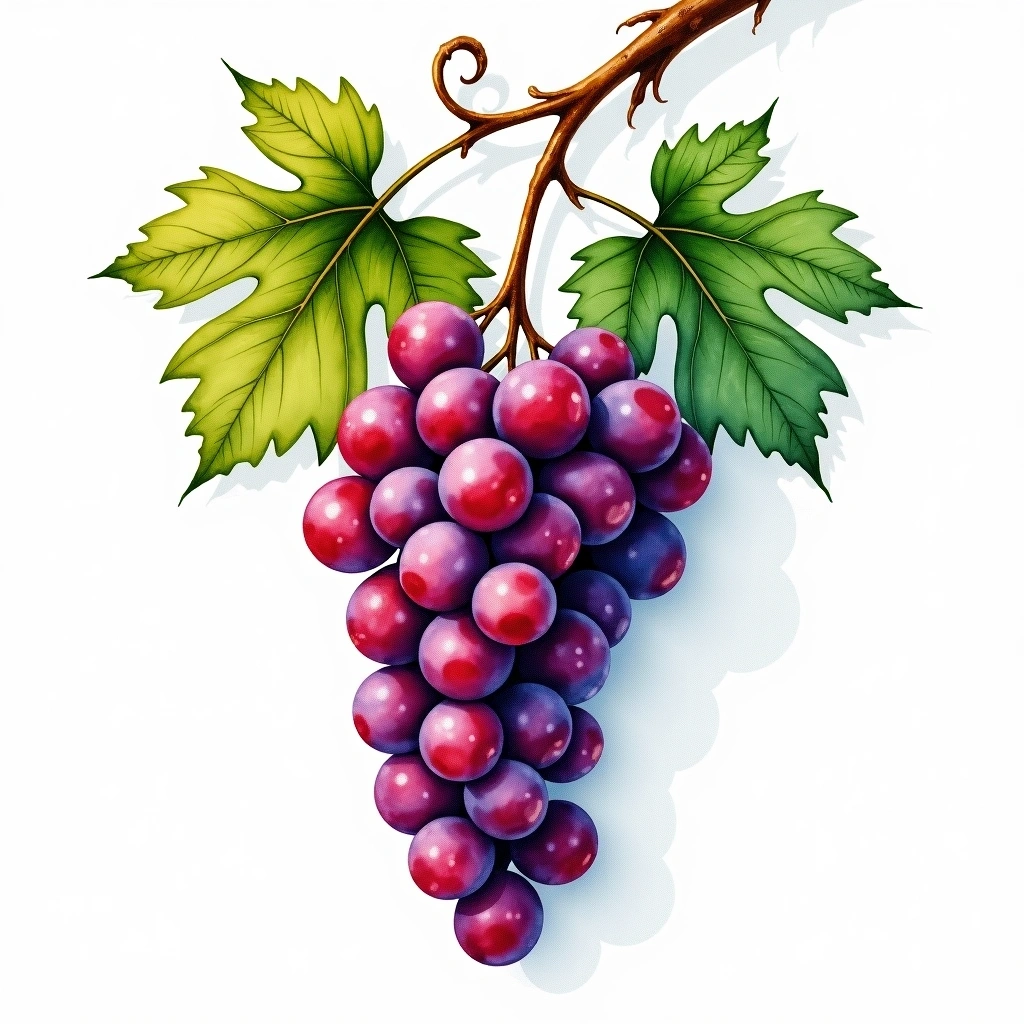 Fredonia grape variety — Red watercolor illustration