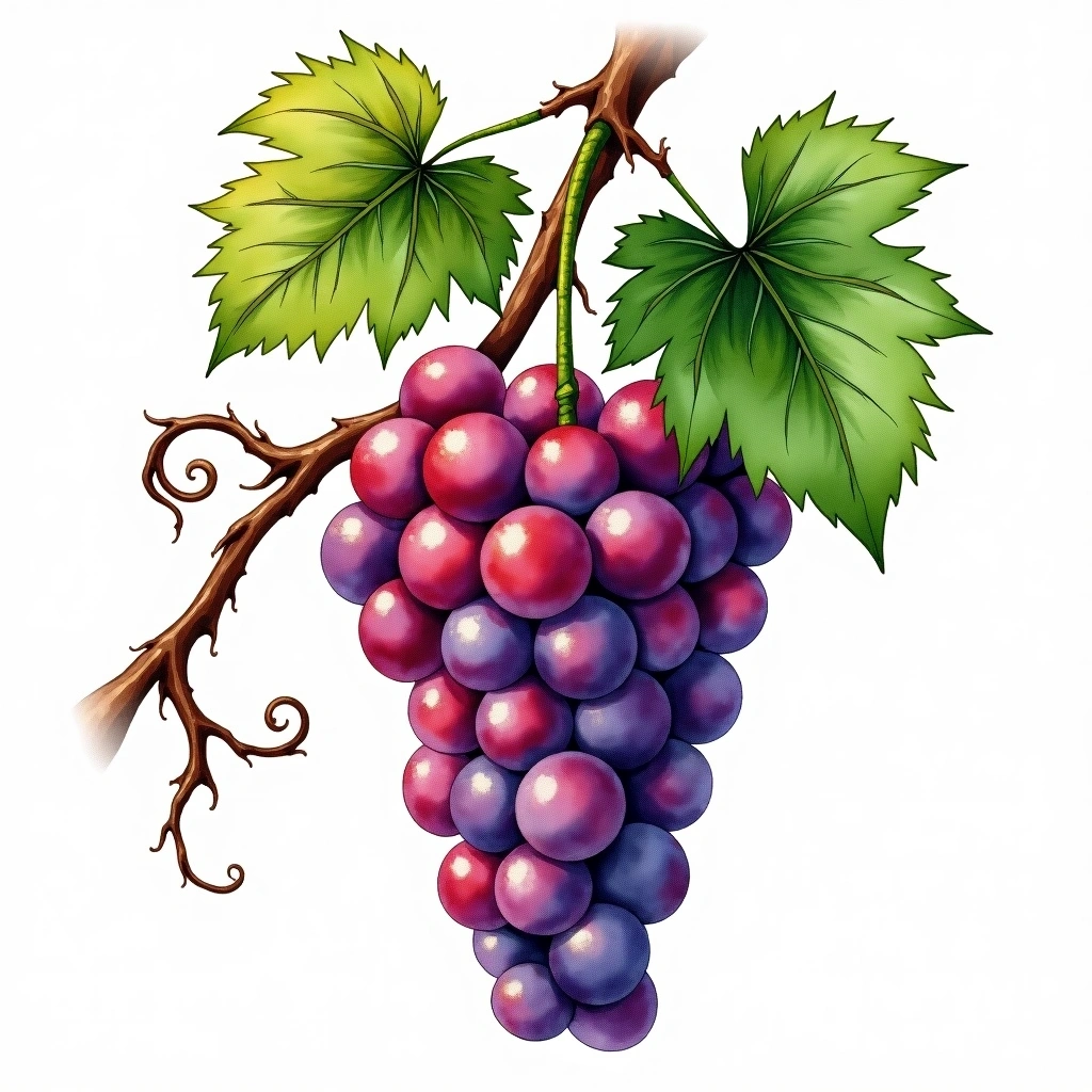 Freisa grape variety — Red watercolor illustration