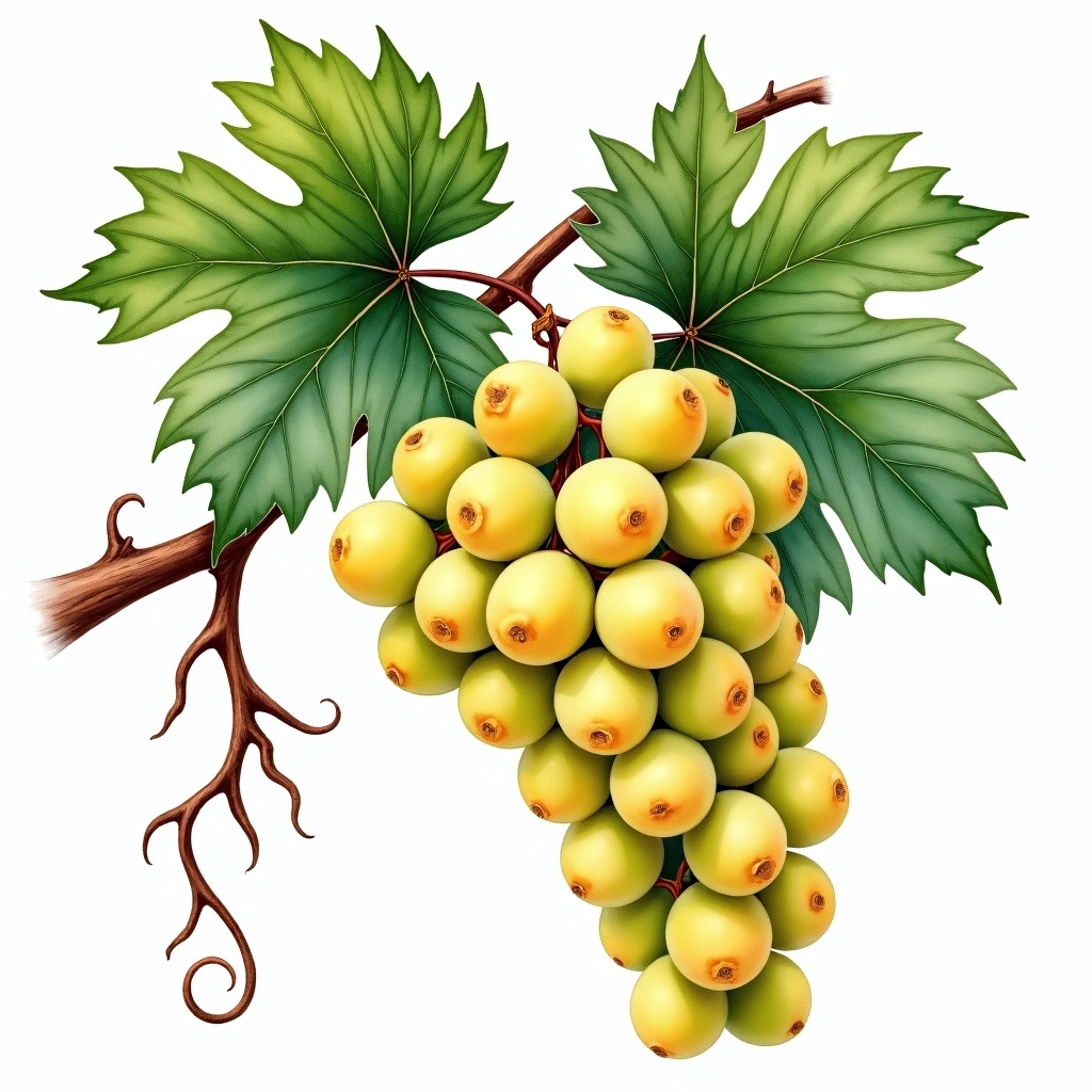 Frontenac grape variety — White watercolor illustration