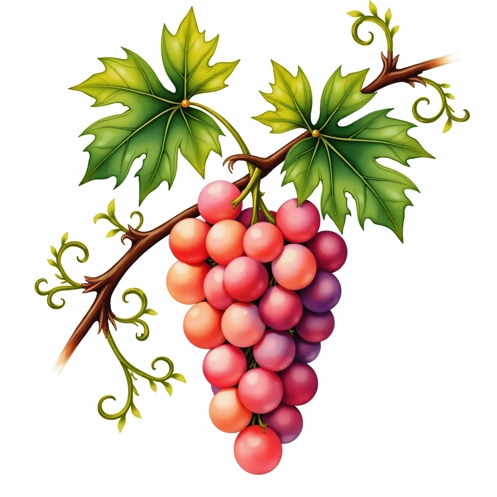 Frühburgunder grape variety — Rosé watercolor illustration