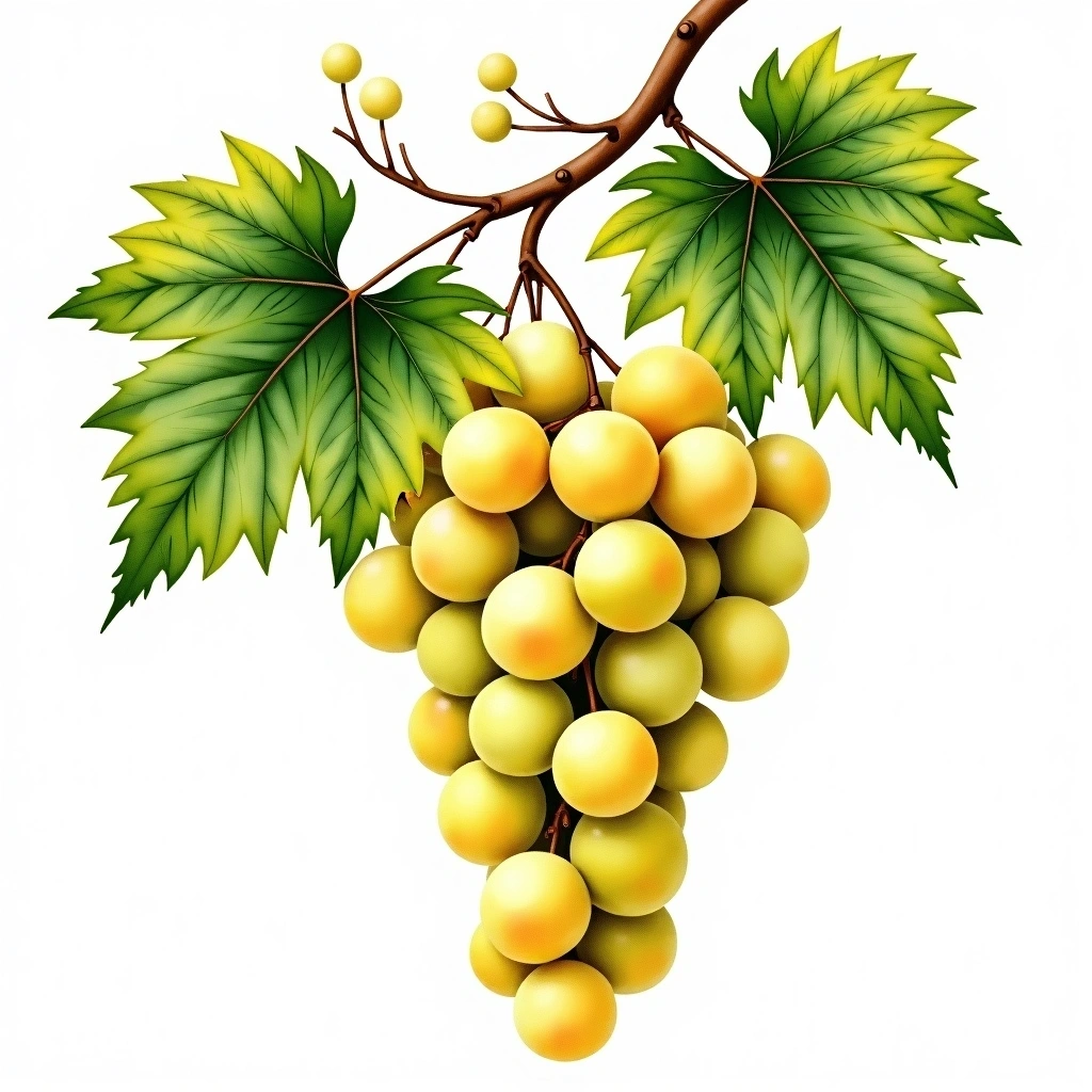 Fumé Blanc grape variety — White watercolor illustration