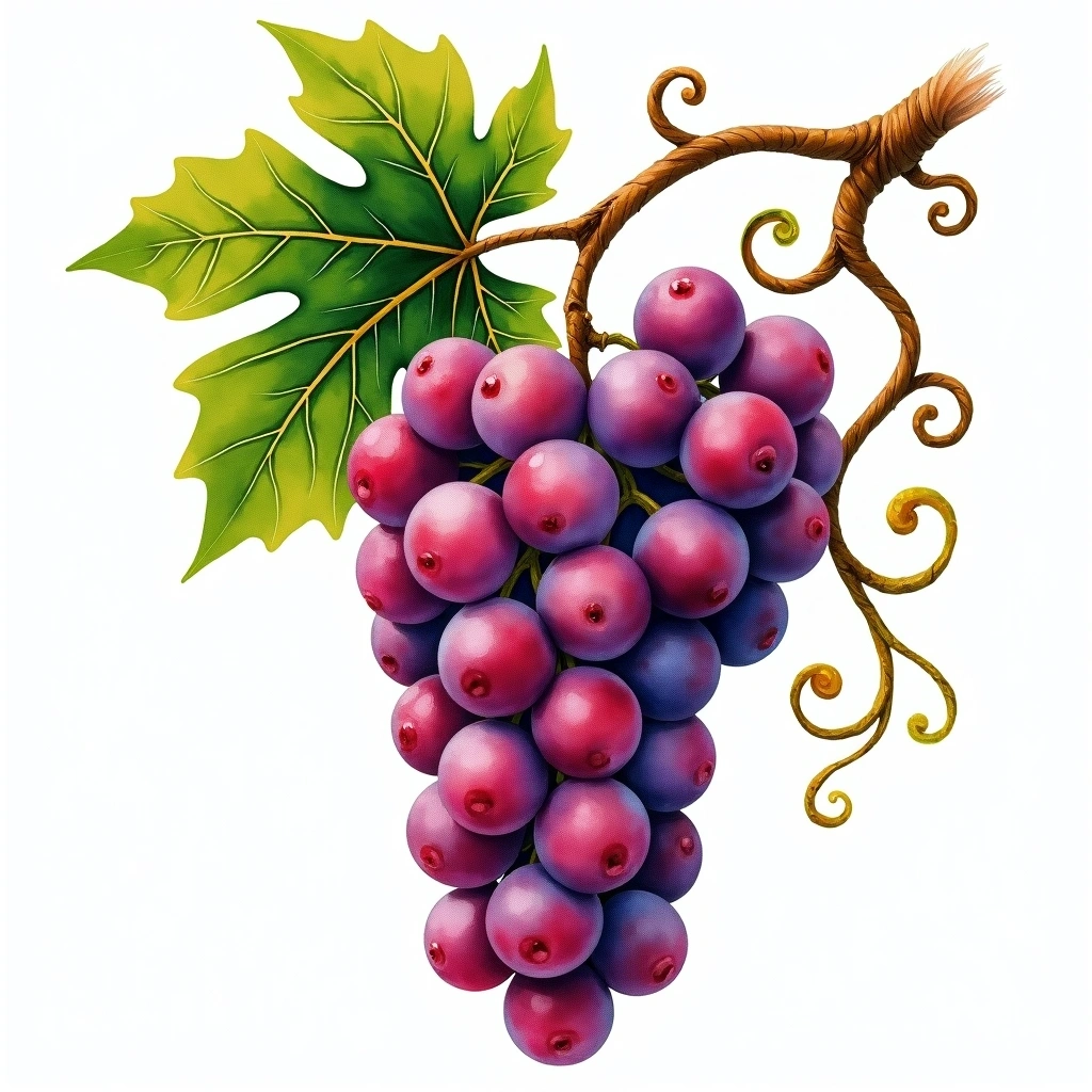 Fumin grape variety — Red watercolor illustration