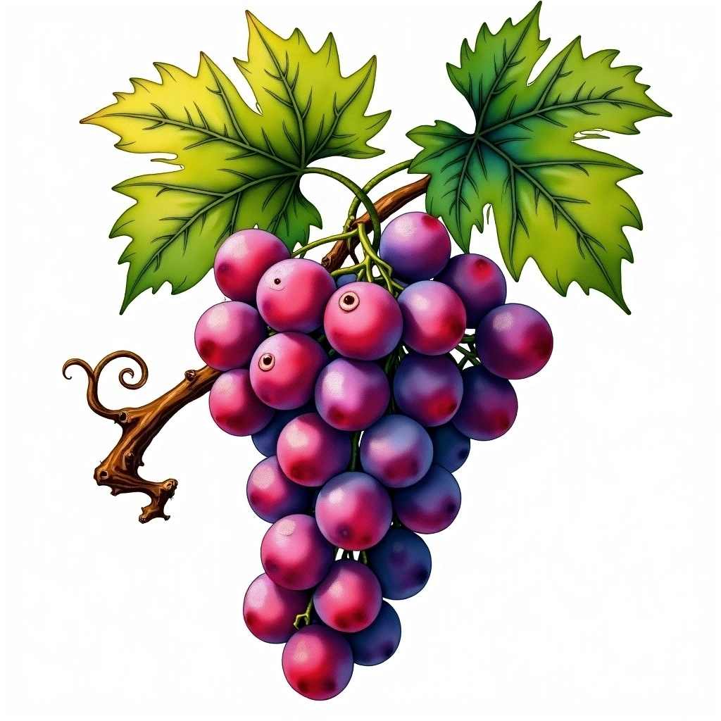 Gaglioppo grape variety — Red watercolor illustration