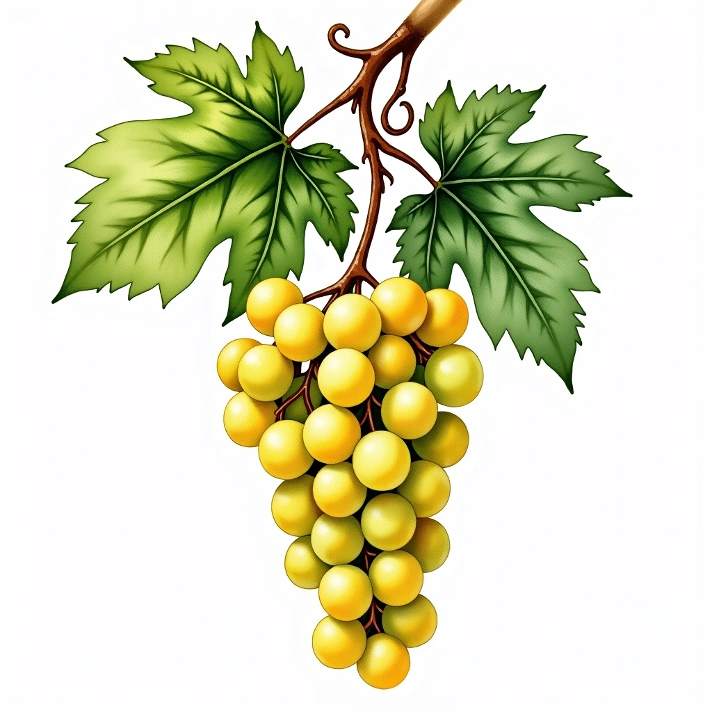 Gaidouria grape variety — White watercolor illustration