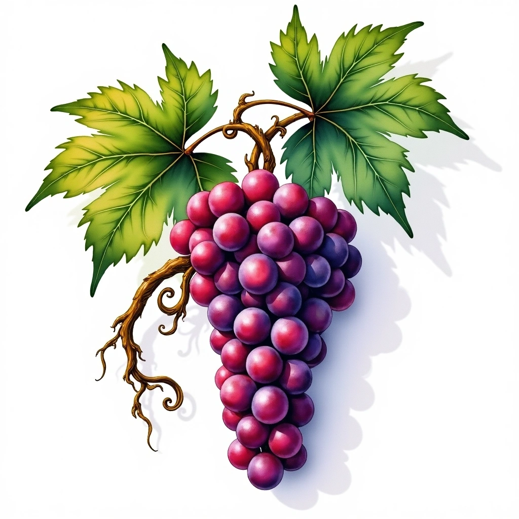 Galotta grape variety — Red watercolor illustration